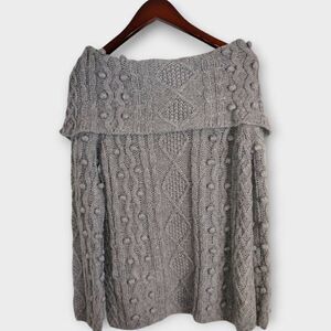 Love Token Womens Sweater Sz Medium Pullover Grey Wool Oversized Collar Lagenloo